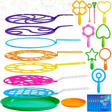 JOYIN Big Bubble Wands Set Bulk for Kids Summer Outdoor Toy Game Activity Party Favors, 18 Pcs Giant Bubble Maker with Tray, 12" Large, 6 Pcs Solution Suitable for All Age People - Image 9