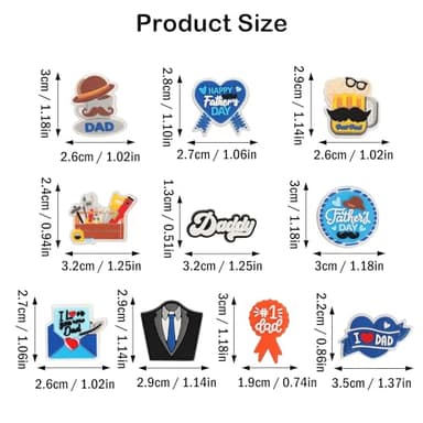 mortd 10 Pack Father's Day Shoe Charms Decoration, I LOVE DAD Charms for Shoes Bracelets, PVC Shoe Decoration Accessories for Father's Day Party Supplies Dad Birthday Gifts - Image 2