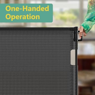 Reinforced 60" Wide Retractable Baby Gates with Upgraded Rods - Bottom Anti-Escape, 5 ft Mesh Baby Gate Retractable Dog Gate Indoor Pet Gate Retractable Stair Gate Outdoor Retractable Gate, Black - Image 5