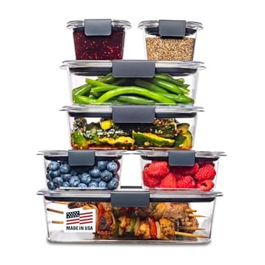 Rubbermaid Brilliance Food Storage Containers, 14 Piece Plastic Containers with Lids, BPA-Free, Leak Proof, Clear - Image 1