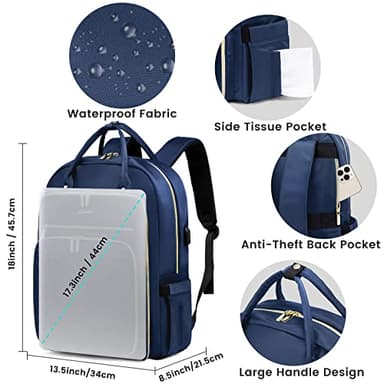 LOVEVOOK 17.3 Inch Laptop Backpack for Women,Fashion Work Backpack Purse for Women Men,Waterproof Travel Work Backpacks Purse for Teacher Nurse, Navy Blue. - Image 3
