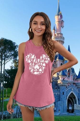 Magic Castle Tank Top Women Magic Kingdom Castle Shirt Girls Trip Graphic Tees Vacation Birthday Sleeveless Tops-S (Red) - Image 5