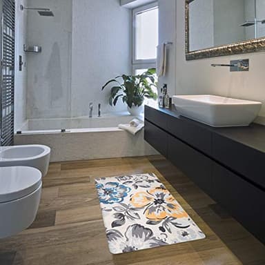 Rugshop Modern Floral Anti Fatigue Standing Mat 18" x 30" Cream - Image 7