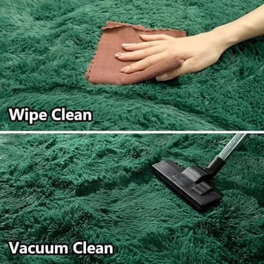 Awaytail Fluffy Rug Washable 5x7 Feet, Emerald Green Nursery Rug for Baby Girl Play Room Cute Large Rugs for Living Room - Image 5