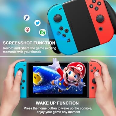 FAREMOCI Wireless Switch Controller Replacement for Switch/OLED/Lite,Dual Vibration, 6-Axis Gyro, Wake-Up, Motion Control, Screenshot, Anti-Slip grip/Joystick,Left/Right Gamepad,No NFC,(Blue and Red) - Image 3