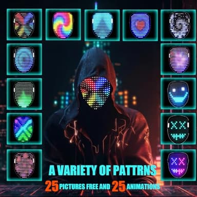 JDBMAOYE Led Mask, Lighted Up Mask with Gesture Sensing,Led Mask Costume for Halloween Costume,Masquerade,Cosplay Party - Image 3