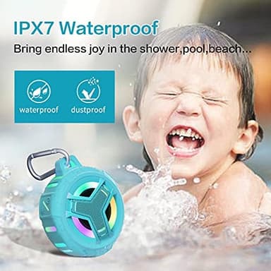 EBODA Waterproof Bluetooth Shower Speaker, IPX7 Floating Portable Wireless Small Speakers, 24H Playtime with RGB Light for Kayak, Beach, Pool Accessories, Gifts for unisex -Sky Blue - Image 3