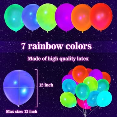 100 Pcs UV Neon Balloons ,Neon Glow Party Balloons UV Black Light Balloons Glow in the dark for Birthday Decorations Wedding Glow Party Supplies Blacklight Reactive Fluorescent Balloons - Image 2