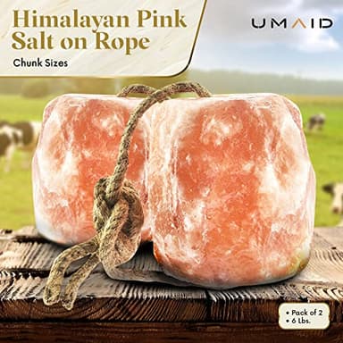 UMAID Himalayan Salt Lick 6 lbs On Rope for Horse, Deer, Goat, and Livestock Animals - Himalayan Salt Block 2 Pack - Image 3