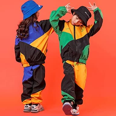 LOLANTA Boys' Girls' Color Block Jacket Track Pants Sets Dance Outfits Sportswear Unisex (6-7 Blue) - Image 2