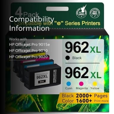 962XL Ink Cartridges for HP 962XL Ink Cartridges Combo Pack Work for HP Officejet Pro 9015e 9010 9025e 9015 9025 9018e 9025e 9020 Printer for HP 962 (4 Pack) - Image 3