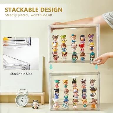 Acrylic Display Case for Collectibles 3 Layer Adjustable Figure Display Cases with Magnetic Door Clear Stackable Display Box for Figures Showcase 2Pack - Image 5