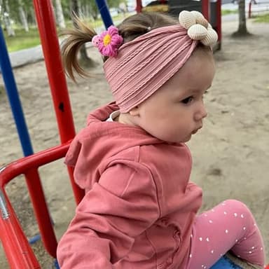 MIUXUESO 3 Pcs Baby Flower Headbands Baby Girls Nylon Headband Soft Hairbands Hair Accessories for Newborn Infant Toddler Kids (Yellow,Pink,Brown) - Image 3