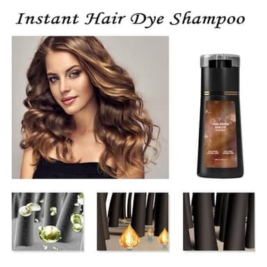 THUIOP Hair Dye Shampoo, Brown Dye Shampoo, Hair Care Instant Dye, Natural Hair Color for Gray and White Coverage, Suitable for Women & Men (Dark brown) - Image 2