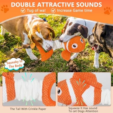 Molantaule Squeaky Dog Toys, Durability Interactive Tug of War Puppy Toys for Indoor and Outdoor Play - Stuffed Pet Dog Toys with Soft Fabric Suitable for Small, Medium, and Large Dogs - Image 7