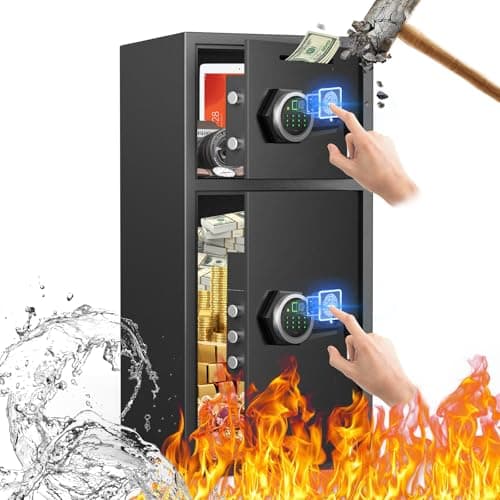 SAFE,6.5 Cu ft Large Safe Box Fireproof Waterproof,with LED Light fire proof safe for home documents,Fingerprint password personal Safe with Deposit Slot & Dual Alarm System,Security Box fo Valuables - Image 1
