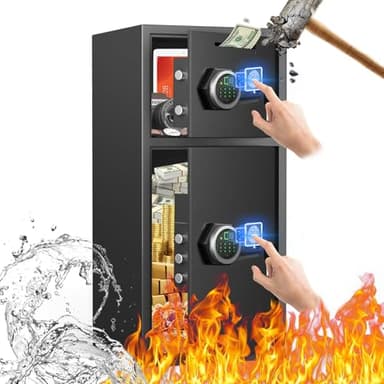 SAFE,6.5 Cu ft Large Safe Box Fireproof Waterproof,with LED Light fire proof safe for home documents,Fingerprint password personal Safe with Deposit Slot & Dual Alarm System,Security Box fo Valuables - Image 1