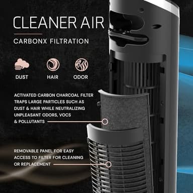 LASKO Apex Tower Fans Oscillating Quiet 42" - 29 ft/s Airflow, 28 dB, 90° Oscillation, 12H Timer, Air Filter for Hair & Dust, Remote, Black, Floor Fans for Home Bedroom, RST200 - Image 5