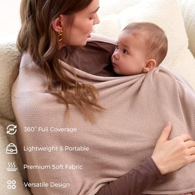 Momcozy Nursing Cover for Breastfeeding, Soft Privacy Poncho, Multi-Use Nursing Shawl, Portable Breast Feeding Covers for Women, Includes Laundry Bag (Brown) - Image 3