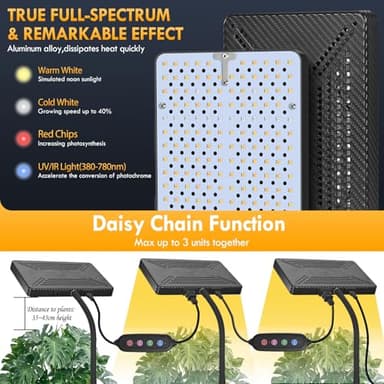 GroCruiser Grow Light with Tripod Stand and Timer, Sunlight Full Spectrum Grow Lights for Seed Starting, 25W 2000Lm LED Growing Lamps for Tall Plants, Bonsai Tree, Height Adjustable 12"-48" - Image 4