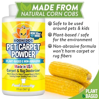 Bodhi Dog Natural Carpet Deodorizer Powder - Dry Pet Smell Eliminator & Urine Odor Remover - Loosens Fur & Dirt - Plant-Based Room Freshener for Vacuuming Home - Fresh Laundry (Pack of 1) - Image 4