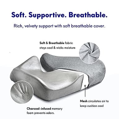 Cushion Lab Patented Pressure Relief Seat Cushion for Long Sitting Hours on Office & Home Chair - Extra-Dense Memory Foam for Soft Support. Car Pad for Hip, Tailbone, Coccyx, Sciatica - Black - Image 5