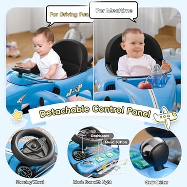 Xilingol 6-in-1 Baby Walker with Wheels, Adjustable Height & Speed Activity Walker with Padded Seat, Foldable Walker for Babies, Toddler Push Walkers for Boy & Girl 6-18 Months, Music & Light - Image 3