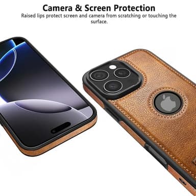 KSELF Leather Case for iPhone 16 Pro Max Case, Protective Slim with Kickstand Shockproof Phone Cases, Built-in Invisible Stand Compatible with iPhone 16 Pro Max 6.9'' (Brown, for iPhone 16 Pro Max) - Image 4
