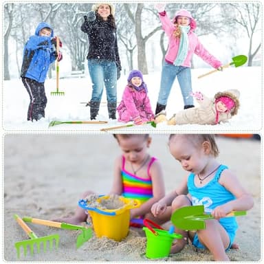 Amtreen Kids Gardening Tools Set - 6PCS Detachable Garden Tool Kit with Gloves, Shovel, Rake, Hoe, Leaf Rake & Spray Bottle - Wooden Handles with Hanging Hole, Perfect Outdoor Toy Gift for Ages 3-5 - Image 7