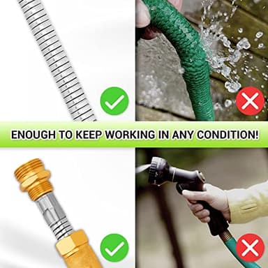 NGreen Stainless Steel Garden Hose - Flexible Metal Water Hose with Nozzle, Puncture, Rust Proof and Corrosion Resistant, Never Kink and High Pressure, Collapsible and Easy to Store (100FT) - Image 3