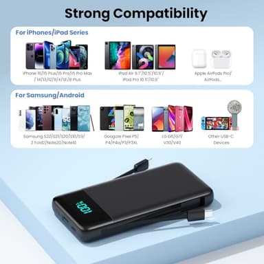 Portable Charger for iPhone with Built in Cables and Wall Plug,Upgraded 13800mAh Fast Charging USB C Power Bank,4 Outputs Travel Essential Battery Pack Compatible with iPhone 16/15/14,Samsung,Android - Image 6