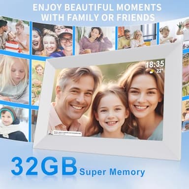 Frameo 10.1 Inch Smart WiFi Digital Photo Frame,Digital Picture Frame Wi-Fi with 32GB Storage & SD Slot, Electronic Picture Frame IPS Touch Screen with Auto-Rotate, Frameo Digital Frame WiFi -White - Image 3