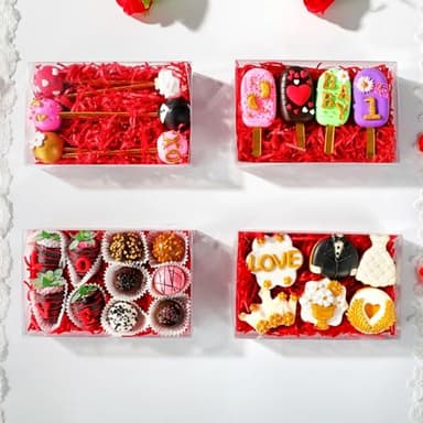 SLShePack 10PCS 8x5x2 Inch Clear Cookie Boxes Chocolate Covered Strawberry Boxes Bakery Boxes with Window Cakesickle boxes Chocolate Truffle Boxes Pretzel Boxes - Image 6