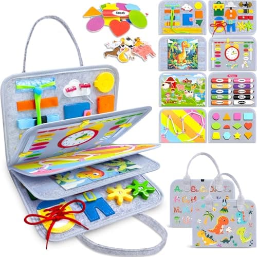 Gojmzo Busy Board Montessori Toys for Toddler Boy Girl Birthday Gifts, Busy Book Sensory Toys for Toddlers, Learning Educational Toddler Travel Activities - Image 1