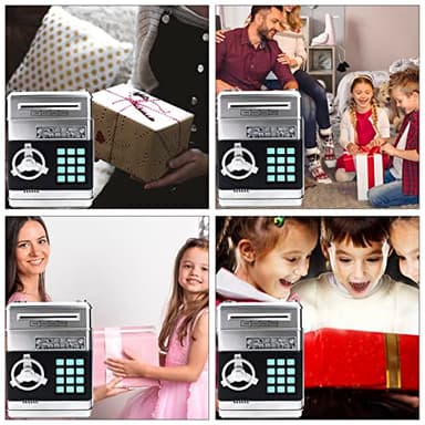 Totola Piggy Bank Electronic Mini ATM for Kids Baby Toy, Safe Coin Banks Money Saving Box Password Code Lock for Children,Boys Girls Best Gift (Silver) - Image 6