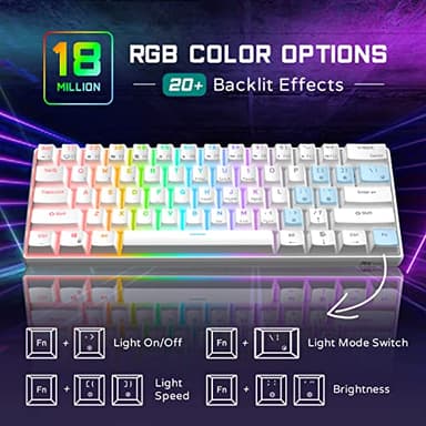 RK ROYAL KLUDGE RK61 60% Gaming Keyboard, Wired RGB Mechanical Keyboard with No-Conflict 61 Keys, Hot Swappable PC Game Keyboard for Windows Mac, Quiet Red Switch-White - Image 3
