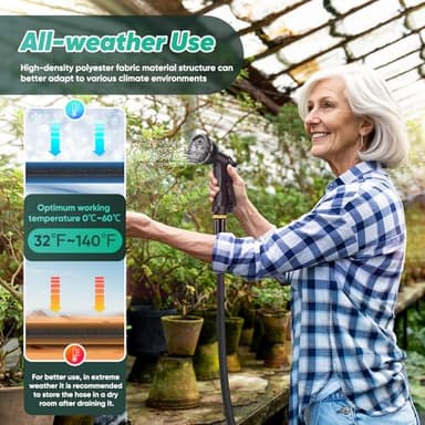 Lipoliftco Garden Hose 100FT, Non-Expanding, Lightweight Hose With 8 Function Nozzle, Leak-Proof, No-Knot, Easy to Carry, Wear-Resistant, Sturdy, Flexible, 3/4GHT, Water Hose for Yard, Garden, Outdoor - Image 7