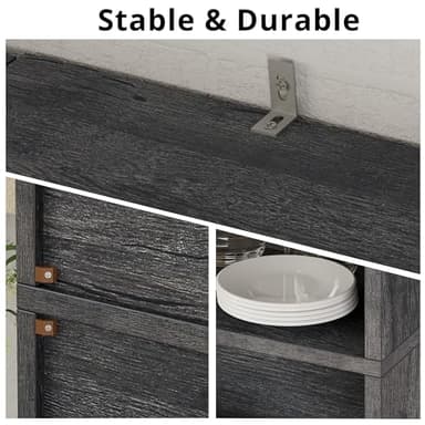 IRONCK Industrial Bookshelves and Bookcases with Doors Floor Standing 6 Shelf Display Storage Shelves 70 in Tall Bookcase for Home Office, Living Room - Image 5