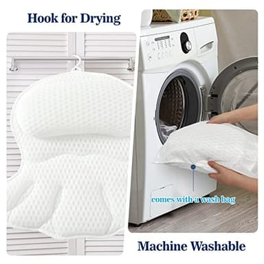 Bath Pillow Bathtub Pillow, Luxury Bath Pillows for Tub Neck and Back Support, Bath Tub Pillow Headrest with Soft 4D Mesh Fabric and Non-Slip Suction Cups, Relaxing Bath Accessories Spa Gifts - Image 6