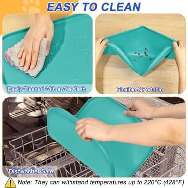 SMILOOL Silicone Pet Feeding Mat with Raised Edge for Food and Water, Dog Bowl Mats, Cat Bowls Placemat with High Lip for Floor Waterproof, Rubber Tray for Cats and Dogs 24 x 16 x0.8 Dark Turquoise - Image 5