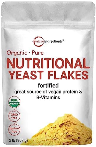 Micro Ingredients Organic Fortified Nutritional Yeast Flakes, 2lb (32oz) | Rich in Vegan Protein, B Vitamins, & Beta-Glucans | Keto Friendly, Dairy Free Cheese Substitute, Non-GMO, Gluten Free