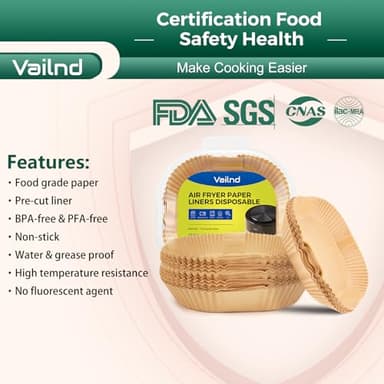 400 Pcs Air Fryer Paper Liners, 8" Square Air Fryer Liners Disposable, Heavy-Duty Parchment Paper for 5-8 qt Airfryer Basket, Non-Stick & Grease-Proof Baking Liner for Oven Pan - Image 7