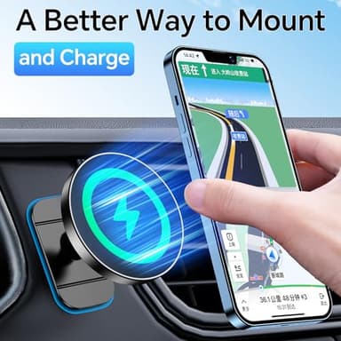 Coolpow for Magsafe Car Mount Charger【100% Stable】 15W Magsafe Car Charger Magnetic Phone Holders for Your Car Accessories for Women Men Car Phone Holder Wireless Car Charger for iPhone 17 16 15 14 13 - Image 4