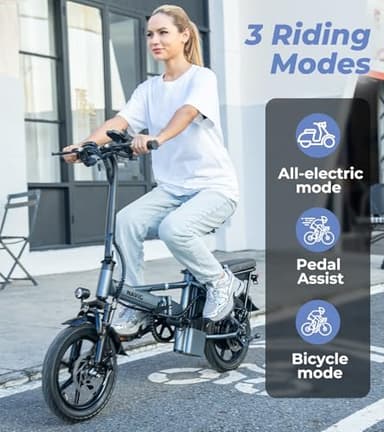 NAVIC Electric Bike for Adults, 750W Peak Folding Ebike, 14" Adults Electric Bicycles with 499.2Wh Removable Battery, 22Mph Max Speed, 40Miles Range, Multi-Shock Absorption, Commuting Mini EBikes,APP - Image 5