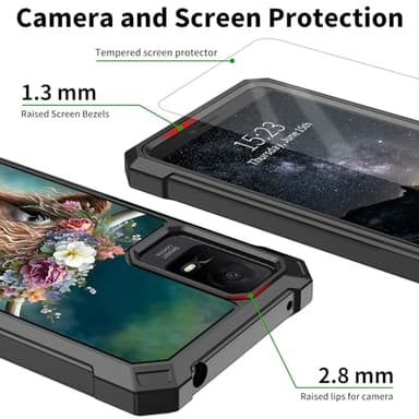 ACWDMKH for TCL ION V Phone Case/TCL ION X / 40Z Phone Case T607DL with Tempered Glass Screen Protector Dual Layer Structure Protection Shockproof Corner TPU Bumper Cover,Cute Highland Cow - Image 2