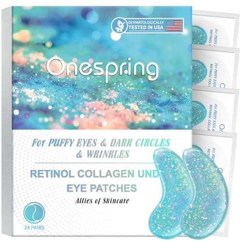 Onespring Eye Masks, Under Eye Patches for Puffiness, Retinol Collagen Eye Gel Pads, Reduce Wrinkles, Eye Bags & Dark circles - Face Mask Skincare, Anti Aging & Moisturizer, 24 Pairs - Image 1