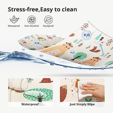 UANLAUO Baby Play Mat,79"x 71" Large Mat for Floor,Reversible Floor Mat,Foam Thick&Waterproof,Foldable Playmats for Babies and Toddlers,Anti-Slip for Baby Crawling,Non-Toxic Tummy Time(Bear) - Image 2