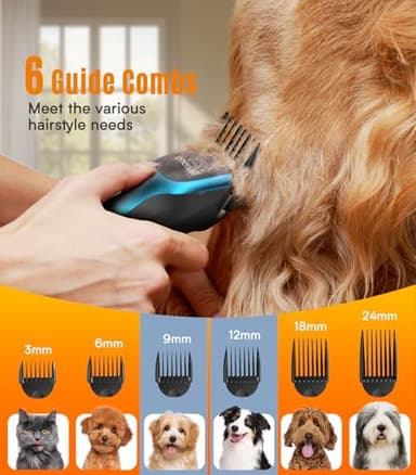 Oneisall Dog Clippers for Grooming - 2-Speed Super Power, 50dB Quiet Rechargeable Cordless Trimmer With Detachable Stainless Steel Blade for Small & Large Dogs With Thick Coats - Image 7