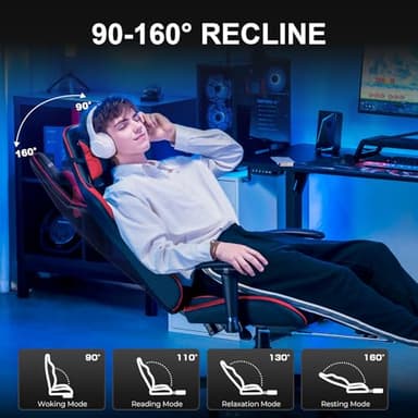 GTRACING Gaming Chair with Footrest, High Back Computer Chair Ergonomic Game Desk Chair Racing Executive Adjustable Swivel Rocker with Headrest and Lumbar Support - Image 8