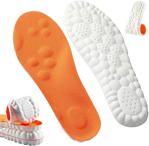 Steppers Insoles for Men Women, 4D Memory Foam Cloud Insoles, Comfortable and Breathable Massage Shoe Inserts with Arch Support, Trim to Fit All Shoe Types(1Pair-Orange, Men 9-10/Women 11-12) - Image 1